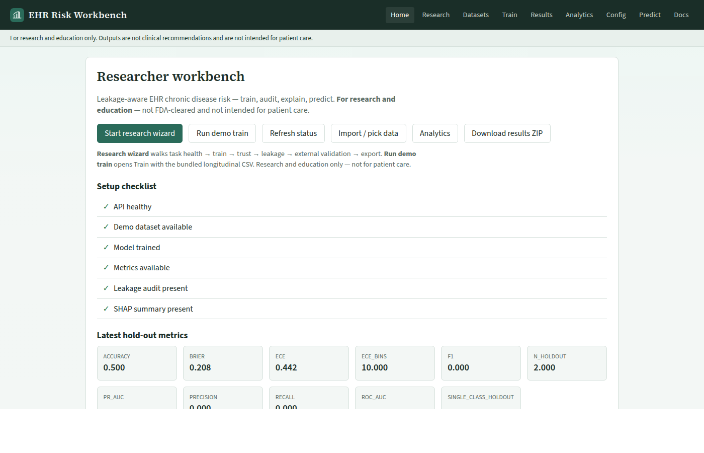 Angular workbench home checklist